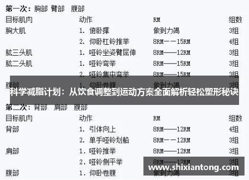 科学减脂计划：从饮食调整到运动方案全面解析轻松塑形秘诀